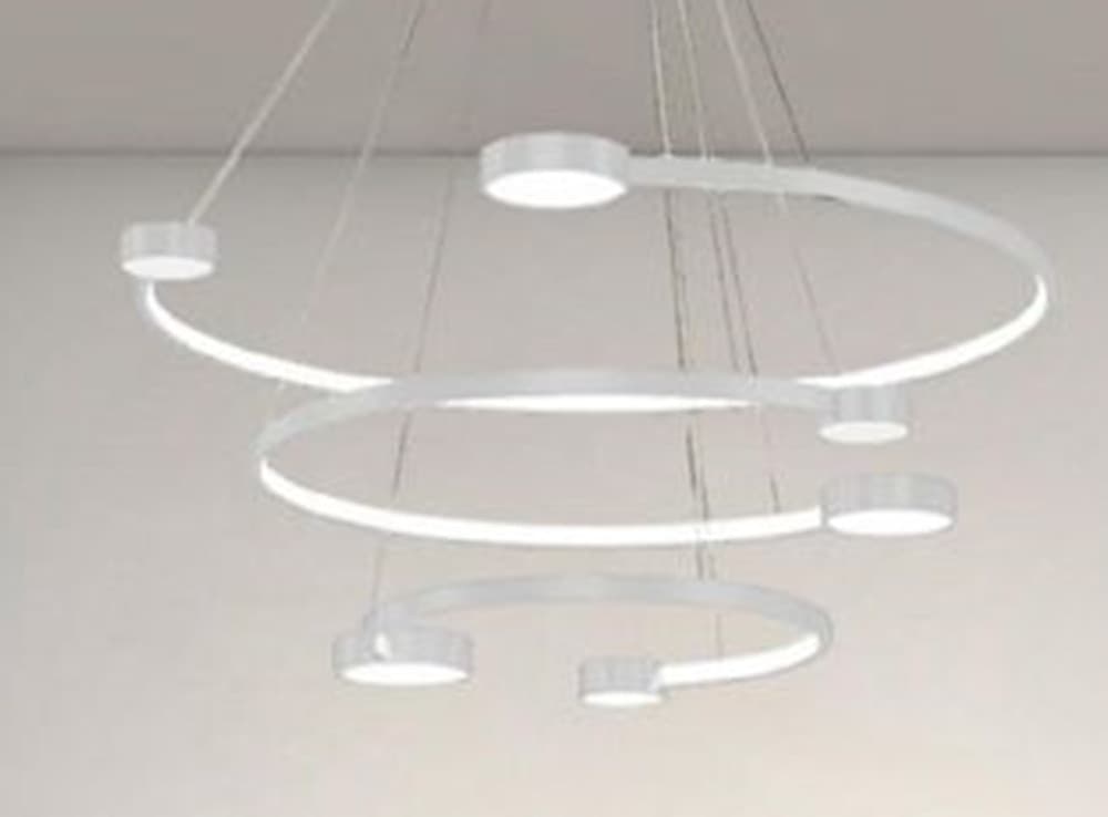 LAMPADARIO A SOSPENSIONE LED 65W 3 SEMI CERCHI CON TELECOMANDO DESIGN MODERNO BIANCO 71378 in Lampade a sospensione Trade Shop italia - Napoli, commercioVirtuoso.it