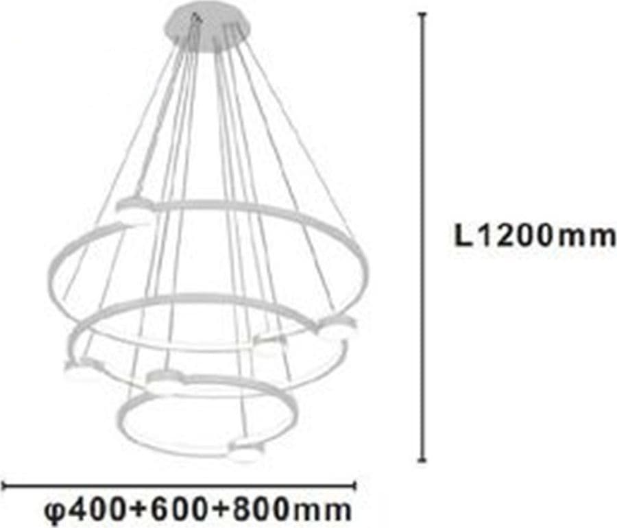 LAMPADARIO A SOSPENSIONE LED 96W 3 CERCHI CON TELECOMANDO DESIGN MODERNO BIANCO 71132 in Lampade a sospensione Trade Shop italia - Napoli, commercioVirtuoso.it