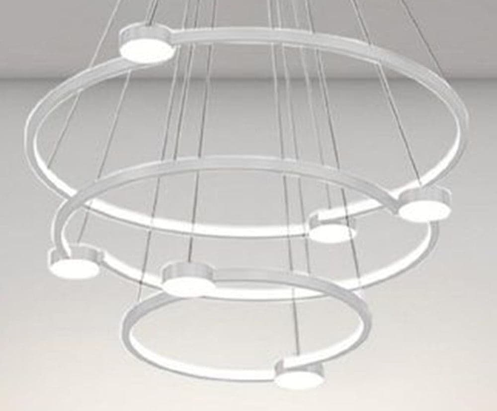 LAMPADARIO A SOSPENSIONE LED 96W 3 CERCHI CON TELECOMANDO DESIGN MODERNO BIANCO 71132 in Lampade a sospensione Trade Shop italia - Napoli, commercioVirtuoso.it