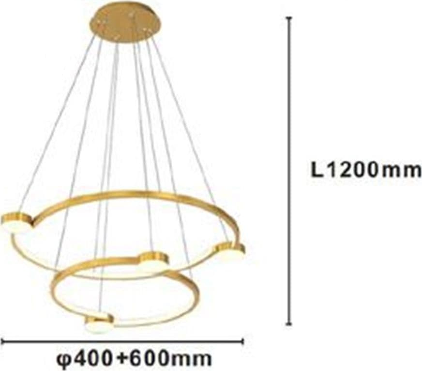 LAMPADARIO A SOSPENSIONE LED 60W 2 CERCHI CON TELECOMANDO DESIGN MODERNO ORO 71118 in Lampade a sospensione Trade Shop italia - Napoli, commercioVirtuoso.it