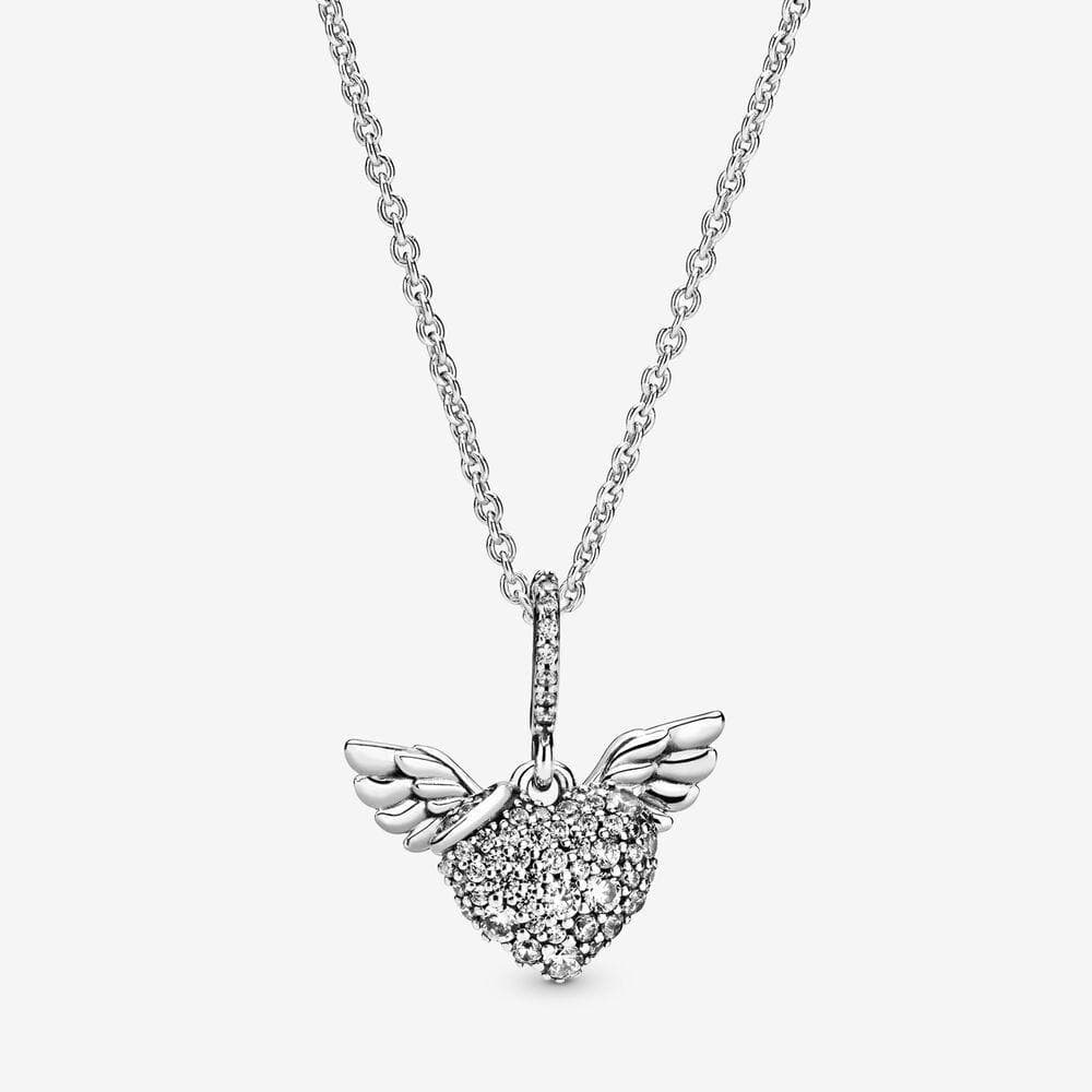 Pandora Collana Ali d’angelo con cuore in pavé