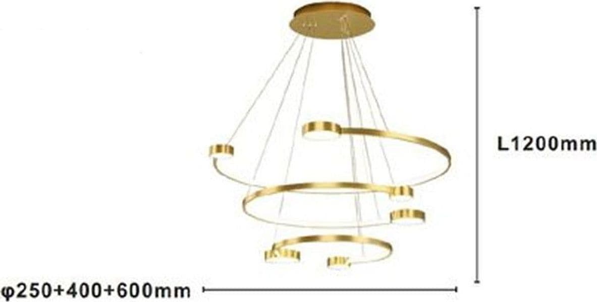 LAMPADARIO A SOSPENSIONE LED 65W 3 SEMI CERCHI CON TELECOMANDO DESIGN MODERNO ORO 71392 in Lampade a sospensione Trade Shop italia - Napoli, commercioVirtuoso.it