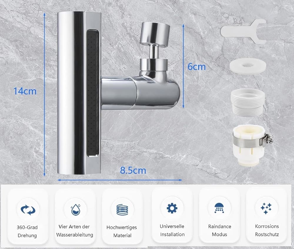 AERATORE PER RUBINETTO 4 IN 1 LAVELLO ESTENSIONE CASCATA PER CUCINA BAGNO ARGENTO in Aeratori Trade Shop italia - Napoli, commercioVirtuoso.it