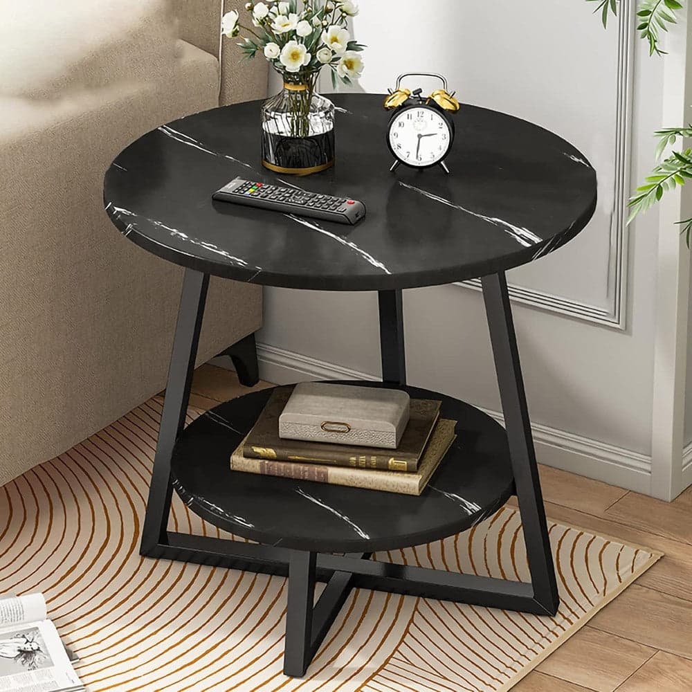 TAVOLINO PORTAOGGETTI A 2 LIVELLI ROTONDO FINITURA IN MARMO BASE CRUCIFORME MODERNO in Tavolini bassi Trade Shop italia - Napoli, commercioVirtuoso.it