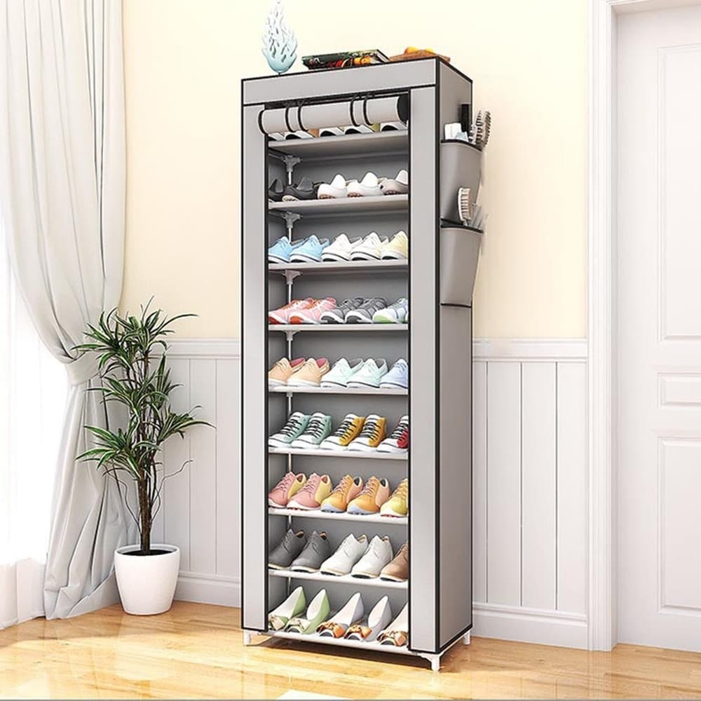 SCARPIERA A 9 RIPIANI COPERTURA ANTIPOLVERE ORGANIZER CORRIDOIO INGRESSO 58X30X158CM