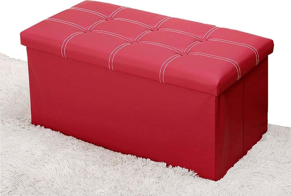 POUF CONTENITORE RETTANGOLARE SGABELLO POGGIAPIEDI PER COPERTE SCARPE GIOCATTOLI ROSSO in Panche contenitore Trade Shop italia - Napoli, commercioVirtuoso.it