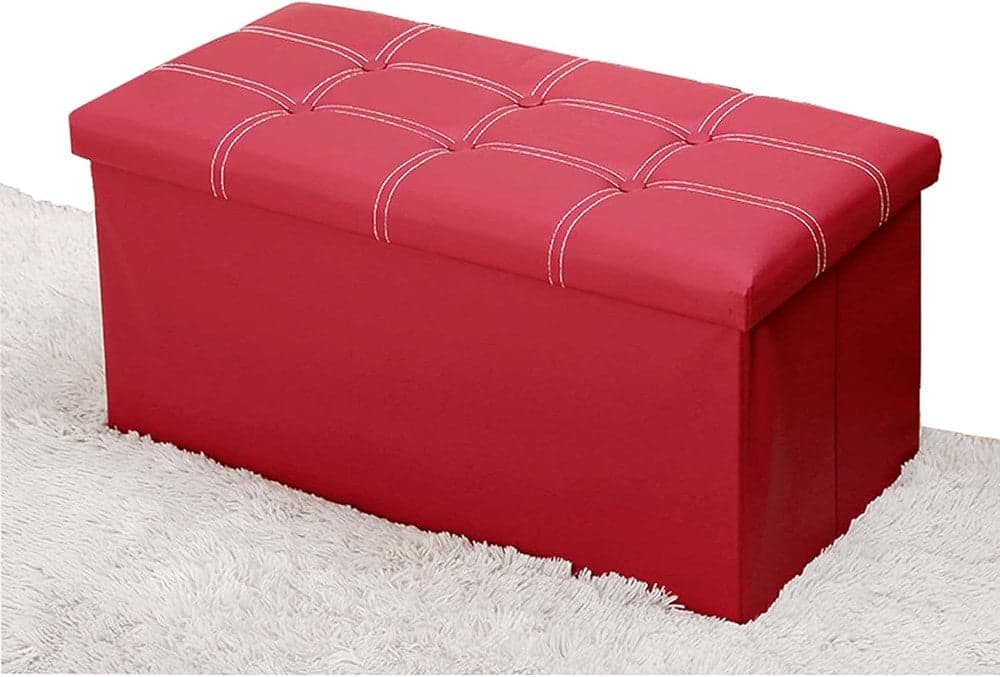 POUF CONTENITORE RETTANGOLARE SGABELLO POGGIAPIEDI PER COPERTE SCARPE GIOCATTOLI ROSSO in Panche contenitore Trade Shop italia - Napoli, commercioVirtuoso.it