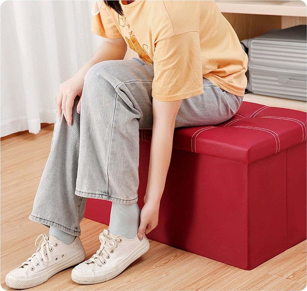 POUF CONTENITORE RETTANGOLARE SGABELLO POGGIAPIEDI PER COPERTE SCARPE GIOCATTOLI ROSSO in Panche contenitore Trade Shop italia - Napoli, commercioVirtuoso.it