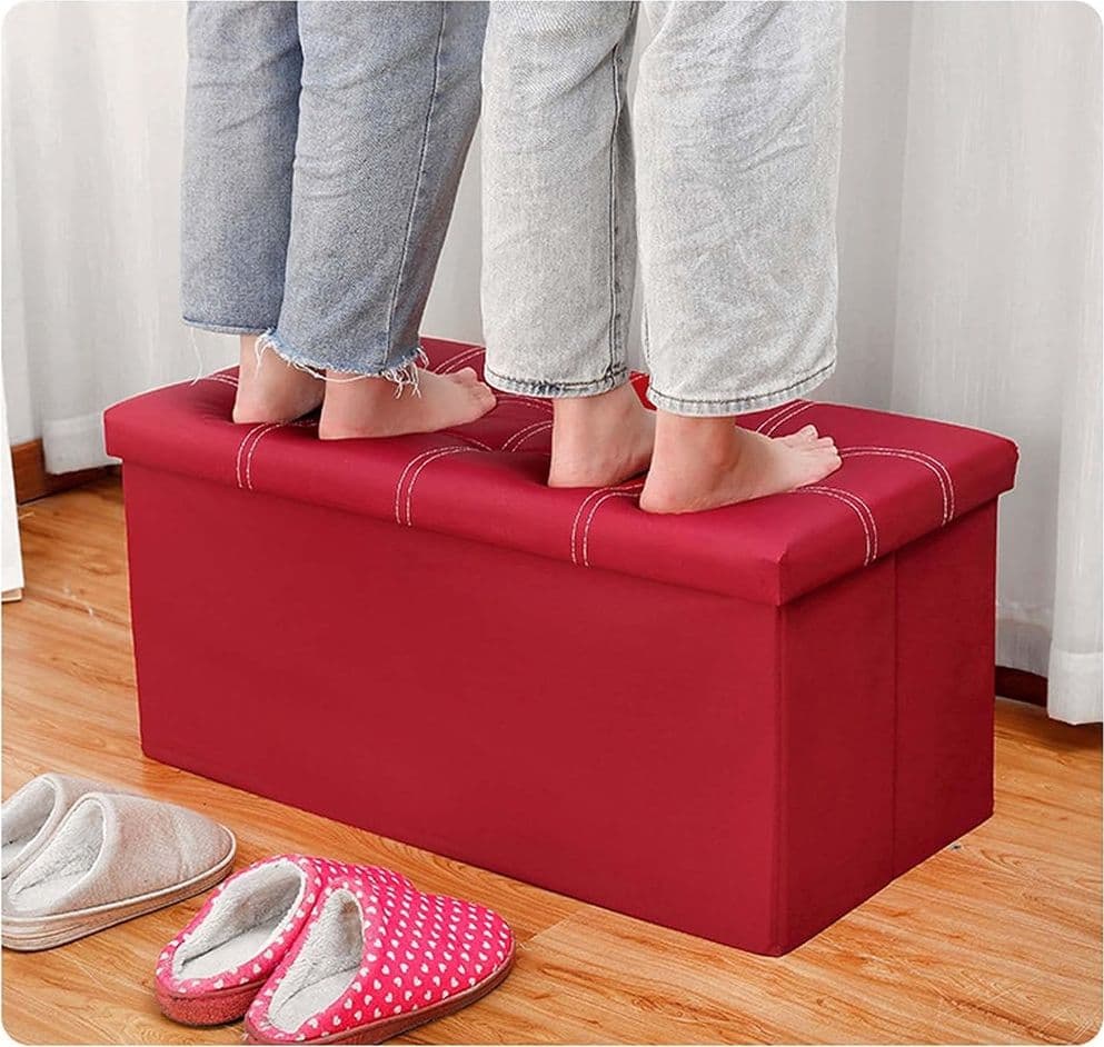 POUF CONTENITORE RETTANGOLARE SGABELLO POGGIAPIEDI PER COPERTE SCARPE GIOCATTOLI ROSSO in Panche contenitore Trade Shop italia - Napoli, commercioVirtuoso.it