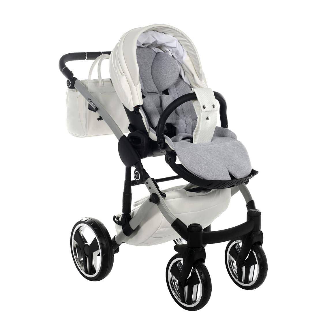 Junama Diamond Mirror Satin V2 2 in 1 Pelle Bianco Navicella Grigio Telaio Cromato in Specchietti per angolo morto La Casa Del Bebè - Napoli, commercioVirtuoso.it