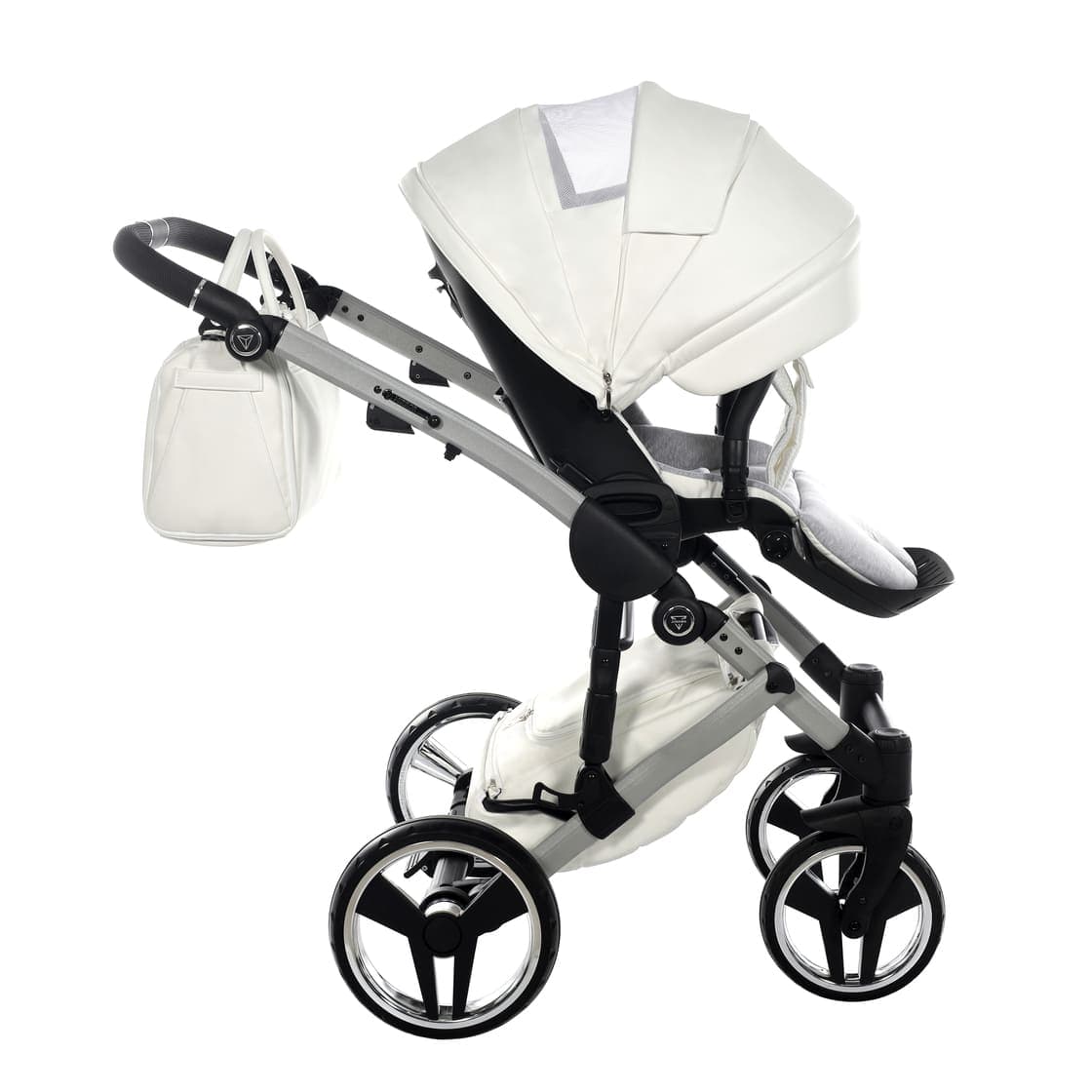 Junama Diamond Mirror Satin V2 2 in 1 Pelle Bianco Navicella Grigio Telaio Cromato in Specchietti per angolo morto La Casa Del Bebè - Napoli, commercioVirtuoso.it