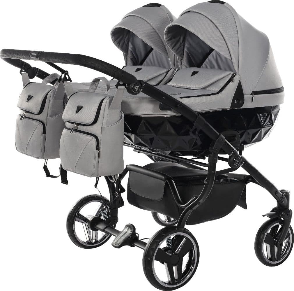 Junama Diamond Basic Gemellare V2 2 in 1 Light Grey/Telaio Nero in Passeggini gemellari e doppi La Casa Del Bebè - Napoli, commercioVirtuoso.it