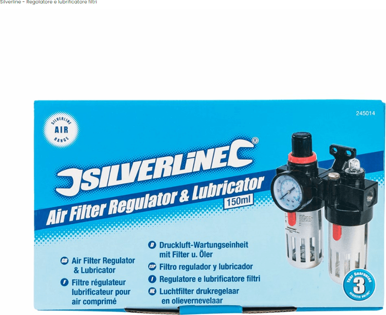Filtro Regolatore e lubrificatore filtri 150ml Silverline in Accessori per compressori Eternal Brico - Ariano Irpino, commercioVirtuoso.it