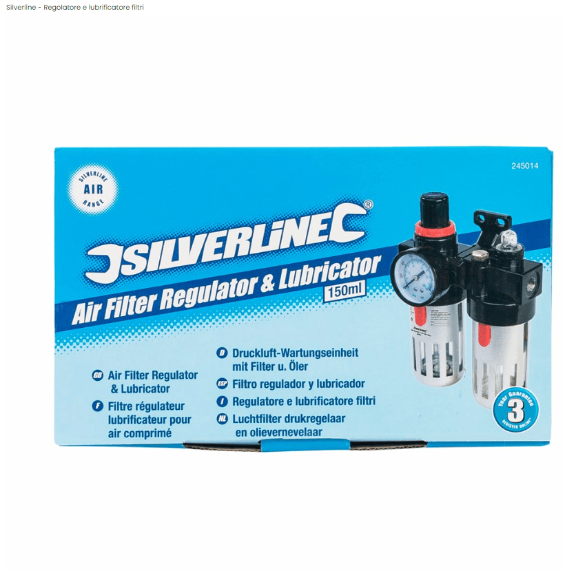 Filtro Regolatore e lubrificatore filtri 150ml Silverline in Accessori per compressori Eternal Brico - Ariano Irpino, commercioVirtuoso.it