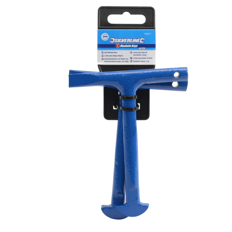 Chiave per apertura tombini Silverline set da 2 pz in acciaio 125 mm
