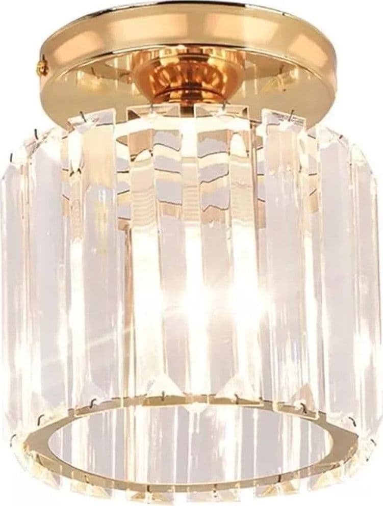 PLAFONIERA LAMPADARIO DA SOFFITTO A CILINDRO ORO E27 IN CRISTALLO DESIGN ELEGANTE in Plafoniere Trade Shop italia - Napoli, commercioVirtuoso.it
