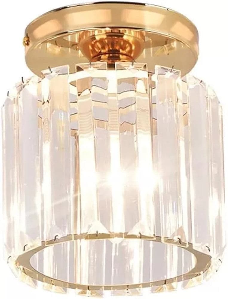 PLAFONIERA LAMPADARIO DA SOFFITTO A CILINDRO ORO E27 IN CRISTALLO DESIGN ELEGANTE in Plafoniere Trade Shop italia - Napoli, commercioVirtuoso.it