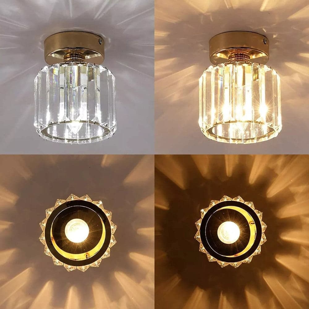 PLAFONIERA LAMPADARIO DA SOFFITTO A CILINDRO ORO E27 IN CRISTALLO DESIGN ELEGANTE in Plafoniere Trade Shop italia - Napoli, commercioVirtuoso.it