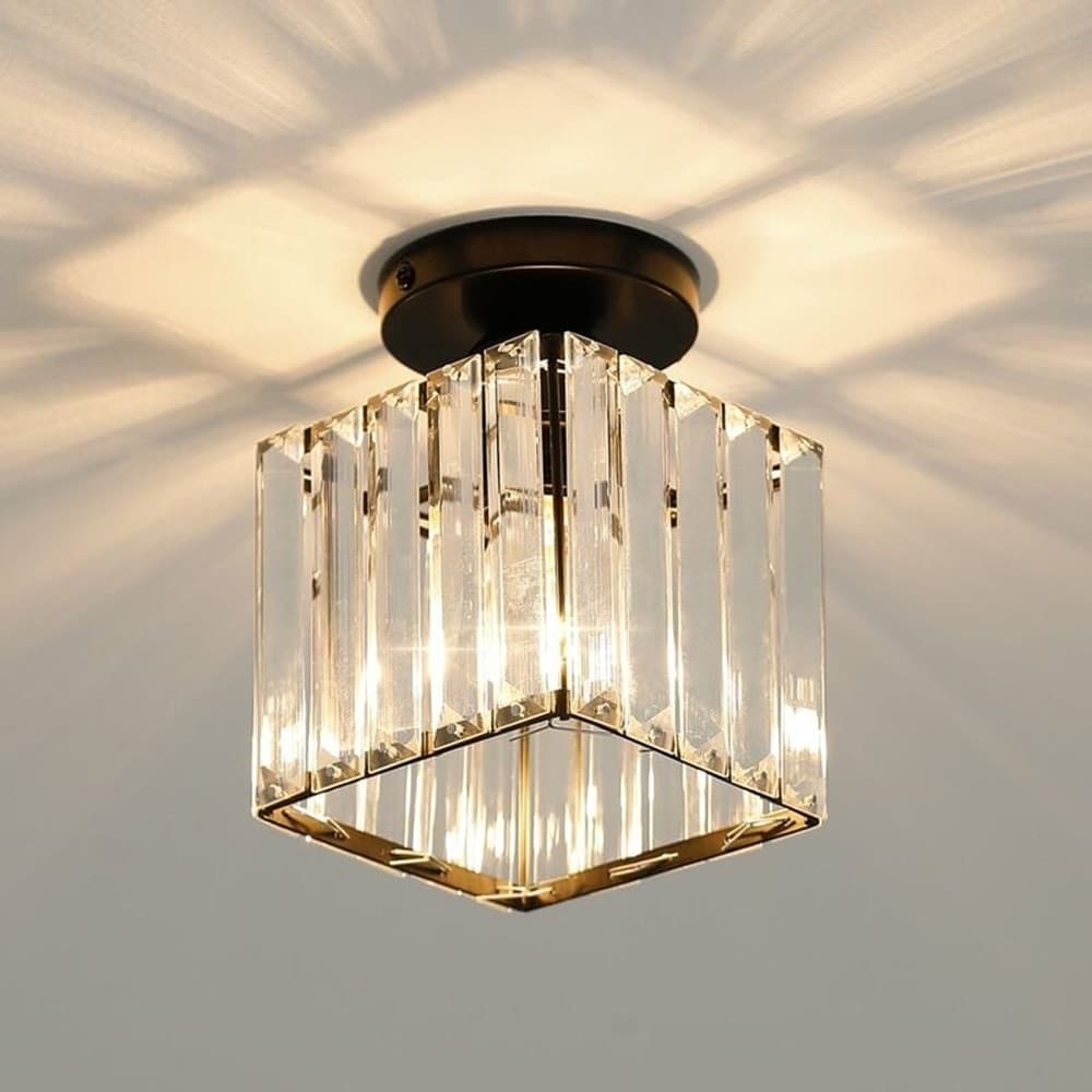 PLAFONIERA LAMPADA DA SOFFITTO A CUBO NERO ATTACCO E27 IN CRISTALLO DESIGN ELEGANTE in Lampadari Trade Shop italia - Napoli, commercioVirtuoso.it