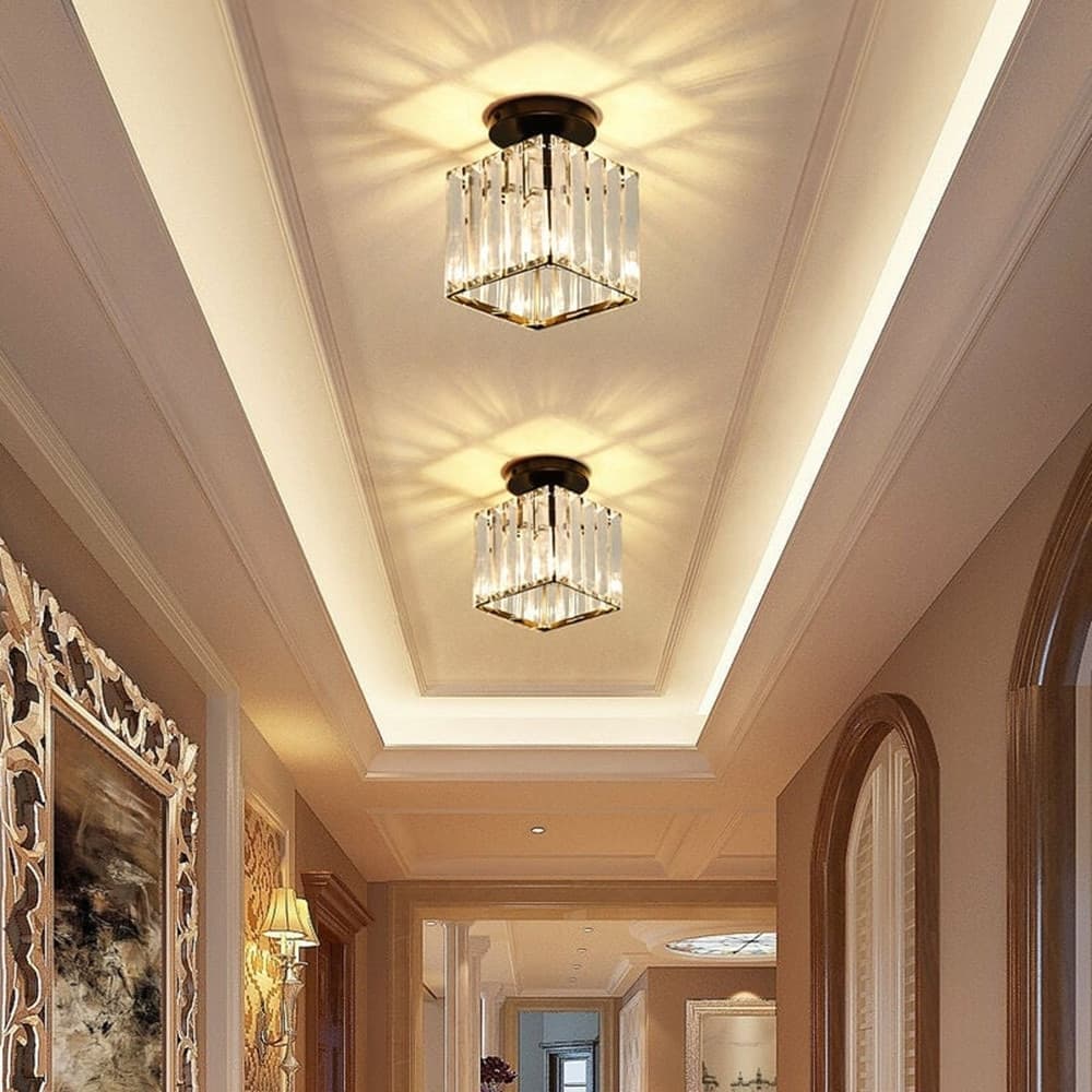 PLAFONIERA LAMPADA DA SOFFITTO A CUBO NERO ATTACCO E27 IN CRISTALLO DESIGN ELEGANTE in Lampadari Trade Shop italia - Napoli, commercioVirtuoso.it