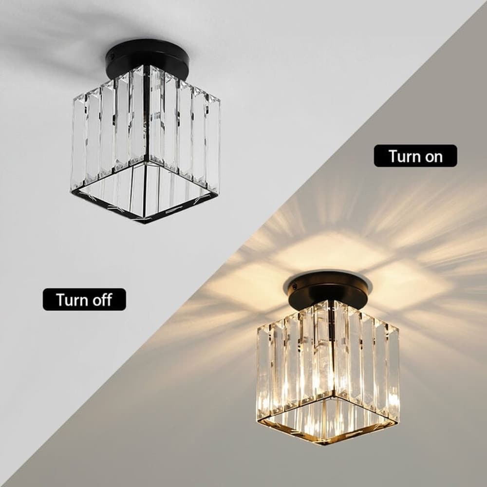PLAFONIERA LAMPADA DA SOFFITTO A CUBO NERO ATTACCO E27 IN CRISTALLO DESIGN ELEGANTE in Lampadari Trade Shop italia - Napoli, commercioVirtuoso.it
