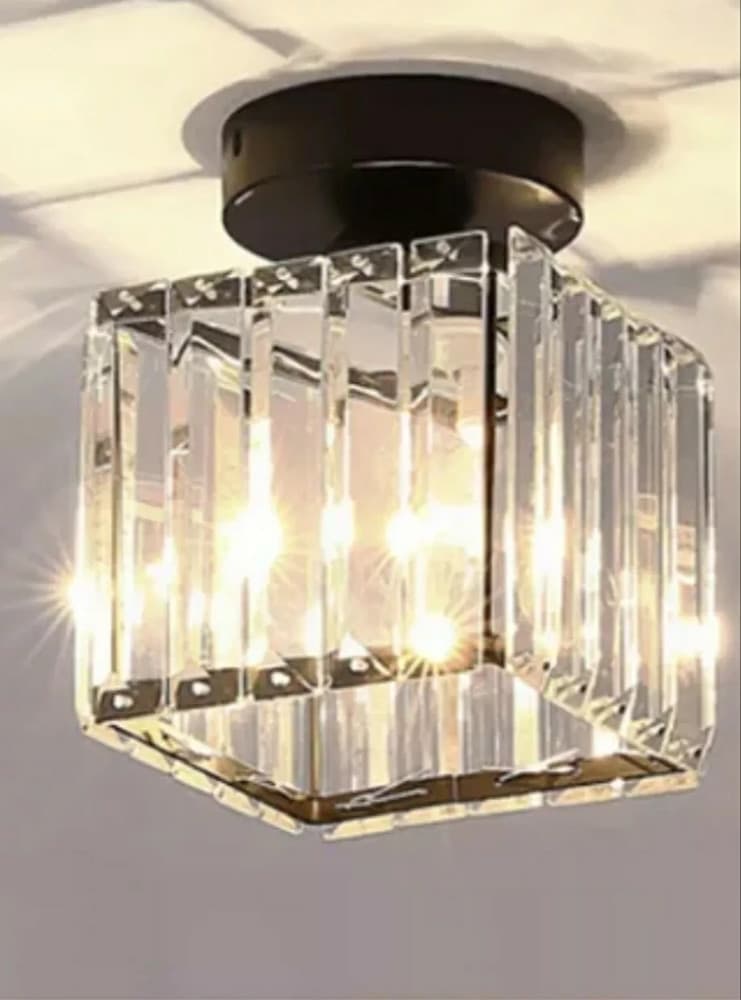 PLAFONIERA LAMPADA DA SOFFITTO A CUBO NERO ATTACCO E27 IN CRISTALLO DESIGN ELEGANTE in Lampadari Trade Shop italia - Napoli, commercioVirtuoso.it