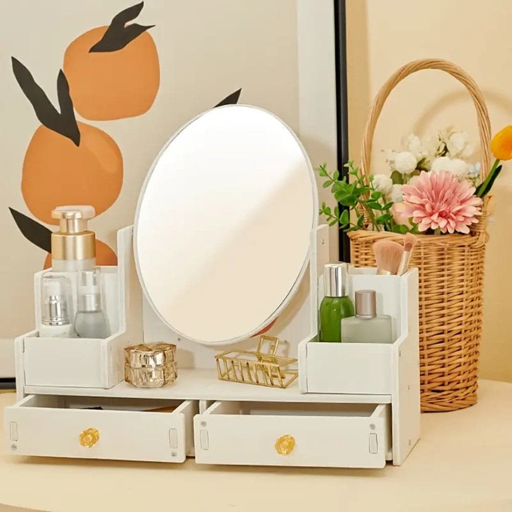 SPECCHIO TRUCCO CON CASSETTI IN LEGNO ORGANIZER GIOIELLI PENNELLI MONTAGGIO SU COMÒ in Scatole Trade Shop italia - Napoli, commercioVirtuoso.it