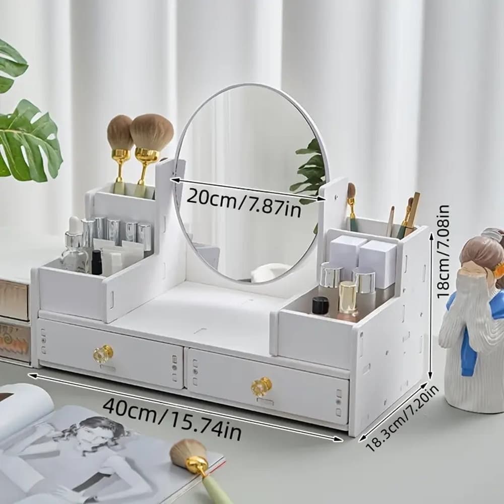 SPECCHIO TRUCCO CON CASSETTI IN LEGNO ORGANIZER GIOIELLI PENNELLI MONTAGGIO SU COMÒ in Scatole Trade Shop italia - Napoli, commercioVirtuoso.it