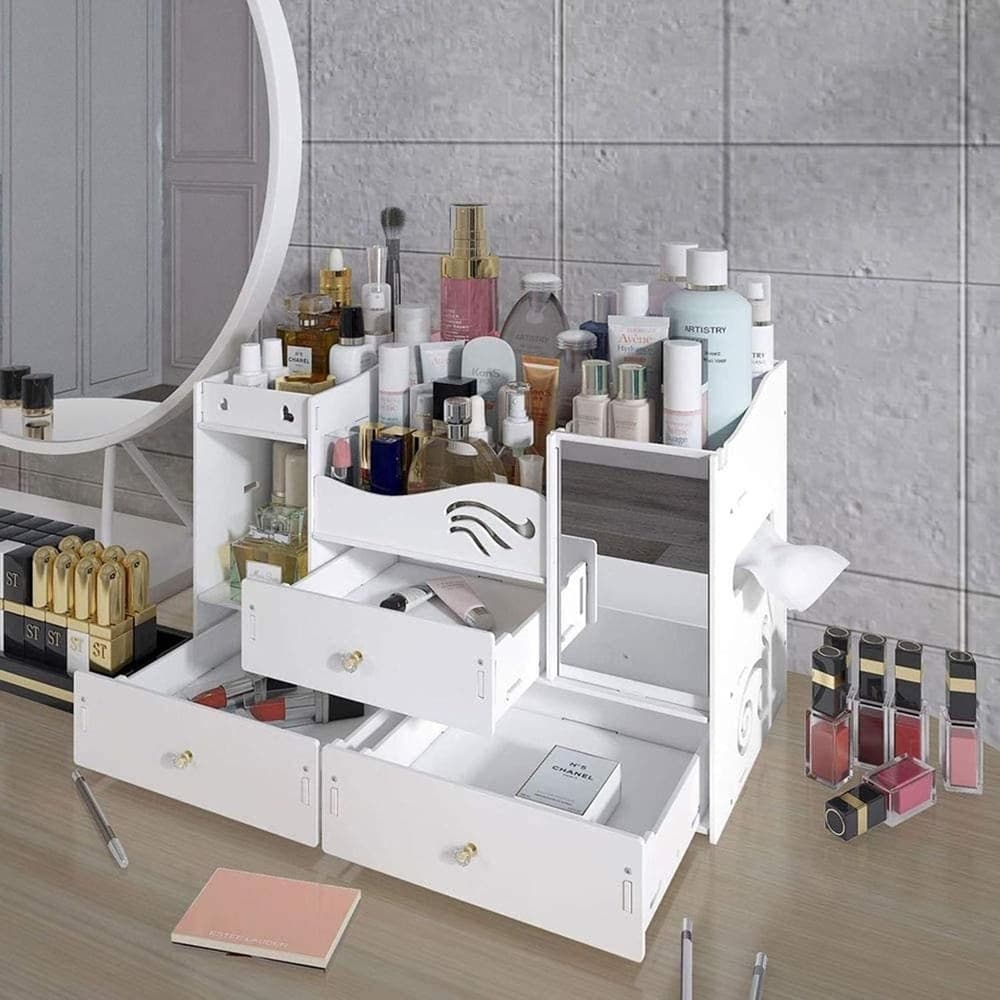 ORGANIZER COMPATTO MULTISTRATO CON SPECCHIO CASSETTI PER TRUCCO ACCESSORI GIOIELLI in Contenitori per cosmetici Trade Shop italia - Napoli, commercioVirtuoso.it