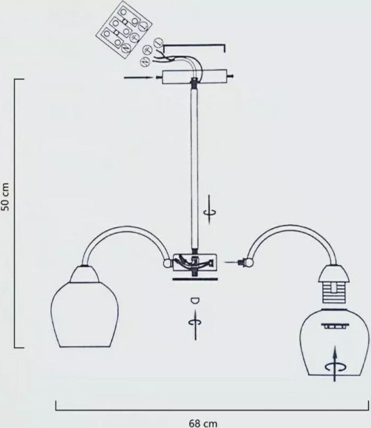 LAMPADARIO DA SOFFITTO E27 8 BRACCI MODERNO LAMPADA CON COPPE IN VETRO SOSPESA 00934 in Lampadari Trade Shop italia - Napoli, commercioVirtuoso.it