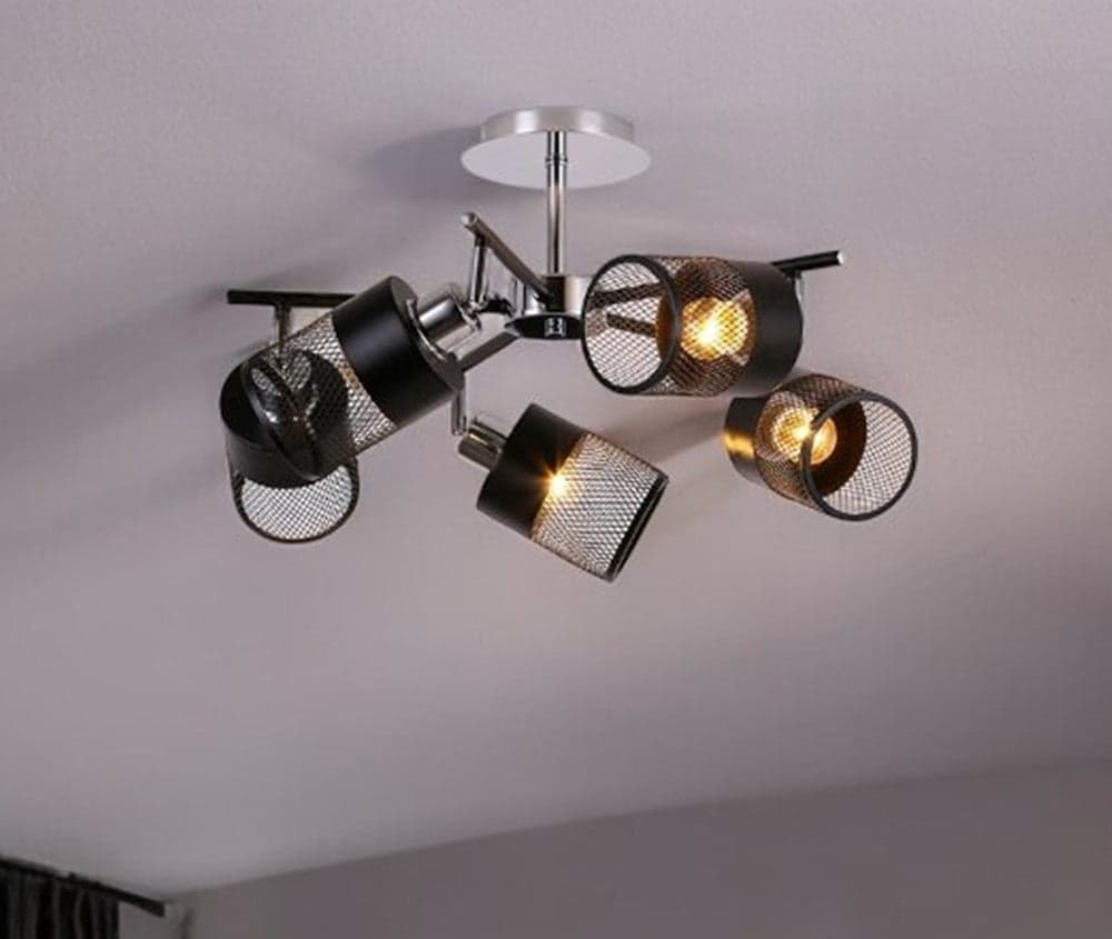 LAMPADARIO PLAFONIERA A SOFFITTO CON 5 PARALUMI LAMPADE ATTACCO E27 IN METALLO 00280 in Lampadari Trade Shop italia - Napoli, commercioVirtuoso.it