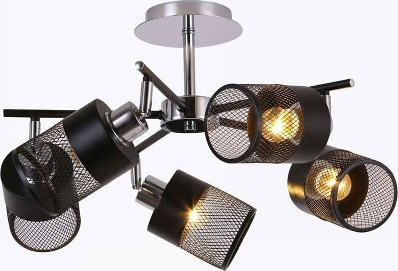 LAMPADARIO PLAFONIERA A SOFFITTO CON 5 PARALUMI LAMPADE ATTACCO E27 IN METALLO 00280 in Lampadari Trade Shop italia - Napoli, commercioVirtuoso.it