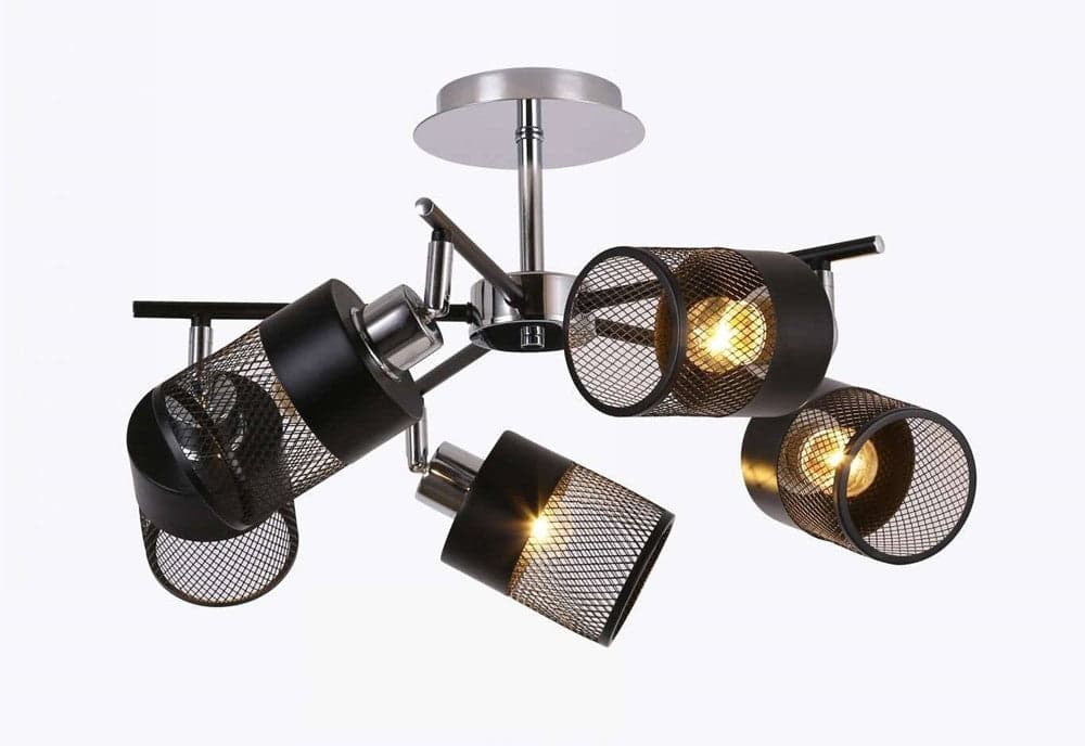 LAMPADARIO PLAFONIERA A SOFFITTO CON 5 PARALUMI LAMPADE ATTACCO E27 IN METALLO 00280 in Lampadari Trade Shop italia - Napoli, commercioVirtuoso.it