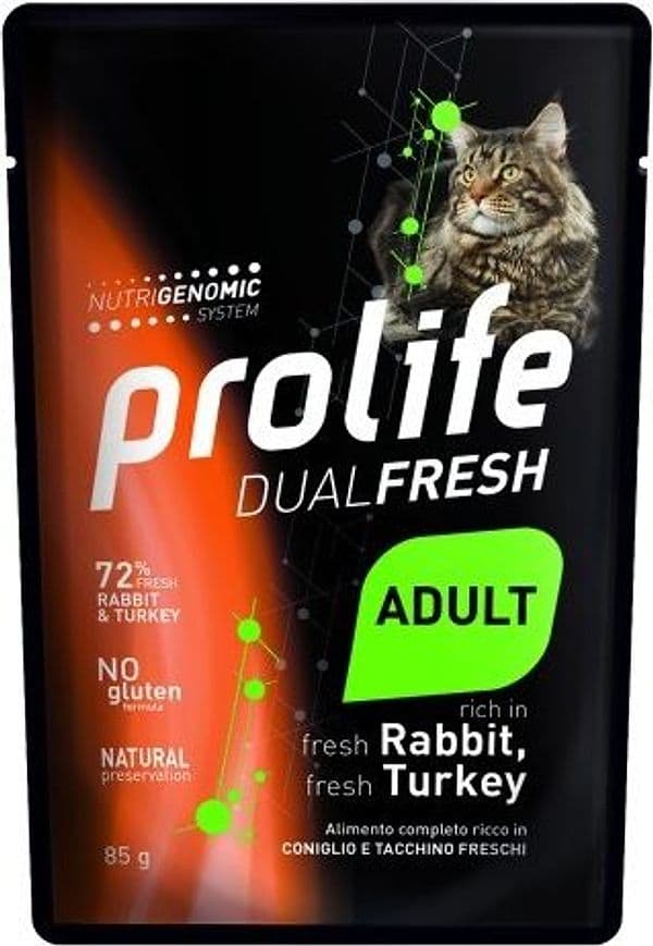 Prolife Dualfresh mangime umido Gatti Adulti coniglio e tacchino 85 gr