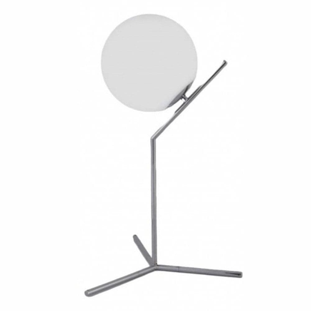 Lampada Scrivania Ramo Con Sfera E27 Argento Lucido Luce Tavolo Minimal Led 10236