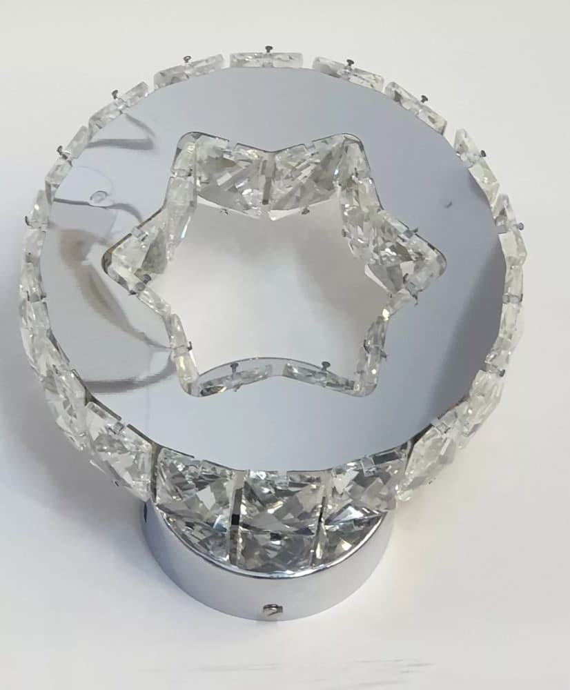 APPLIQUE DA PARETE IN CRISTALLO LED 15W TONDO CON STELLA LAMPADA LUCE NATURALE 01665 in Applique Trade Shop italia - Napoli, commercioVirtuoso.it