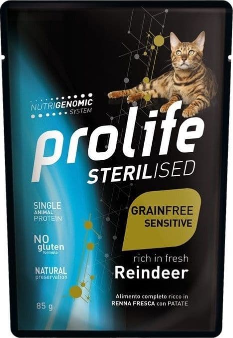 Prolife Sterilised Grain Free mangime umido Gatti renna e patate 85 gr - 2