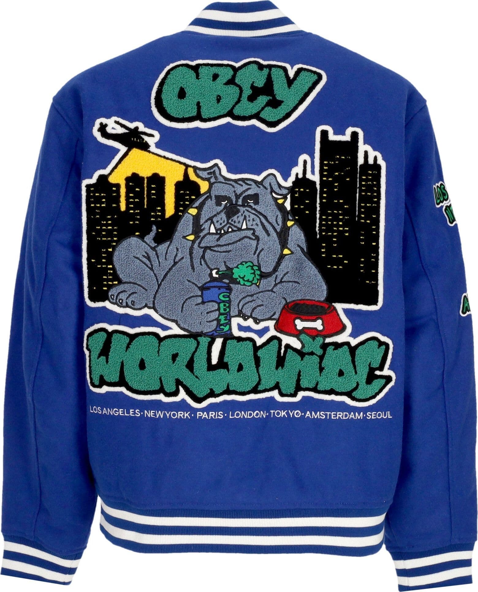 OBEY Giubbotto College Uomo Roll Call Varsity Jacket Surf Blue da uomo in Giacche Drestige - Casamassima, commercioVirtuoso.it