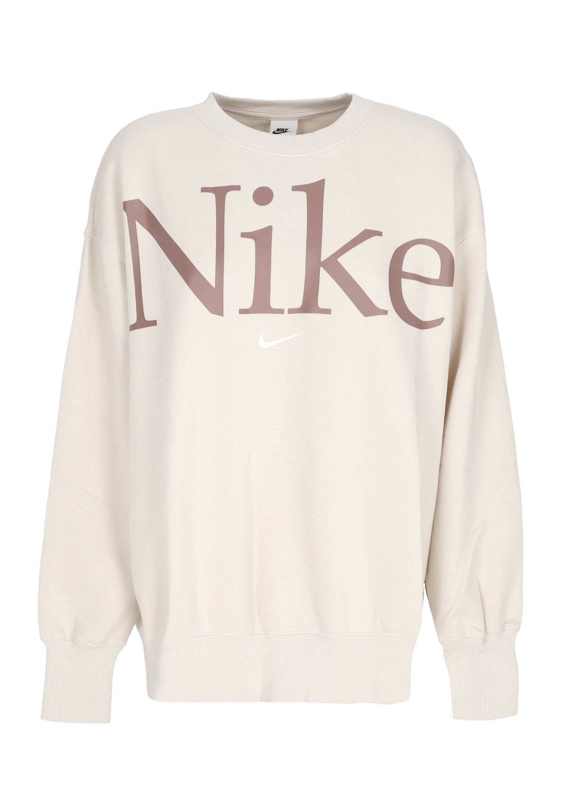 Nike Felpa Girocollo Donna W Sportswear Phoenix Fleece Oversized Logo Crewneck Lt Orewood Brn/smokey Mauve/sail da donna
