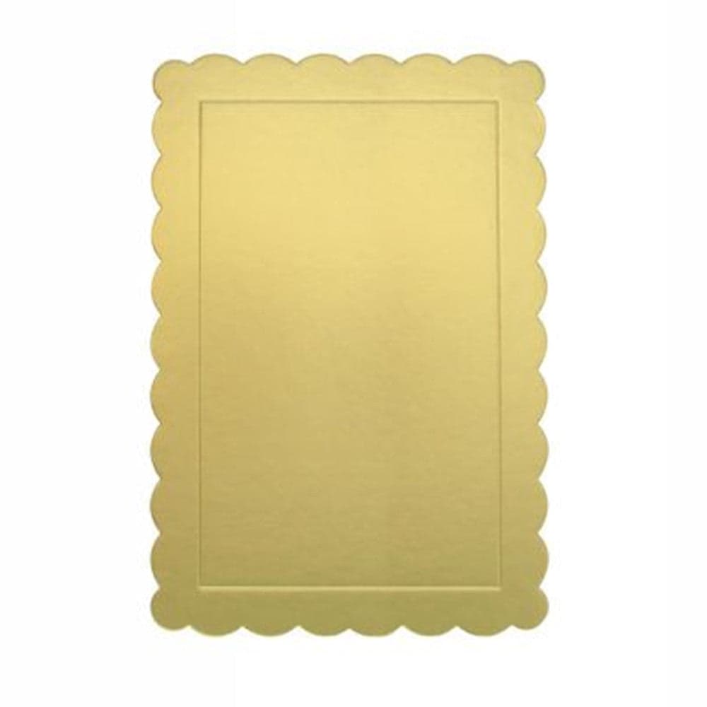 Set 2pz Base Per Torta Rettangolare Piatto Sottotorta Dorato 25x35cm Con Bordino 31156