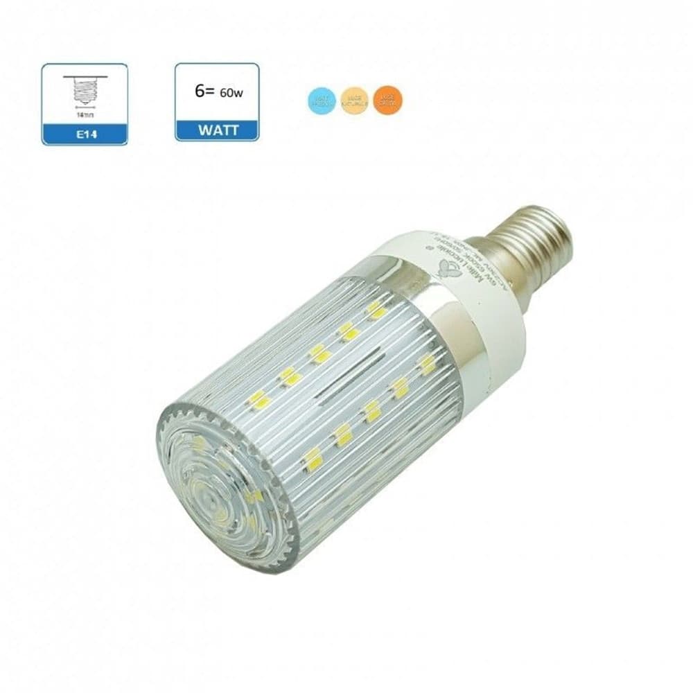 LAMPADINA LED E14 6 WATT TUBO MAIS LUCE CALDA FREDDA NATURALE ILLUMINAZIONE LED - 3