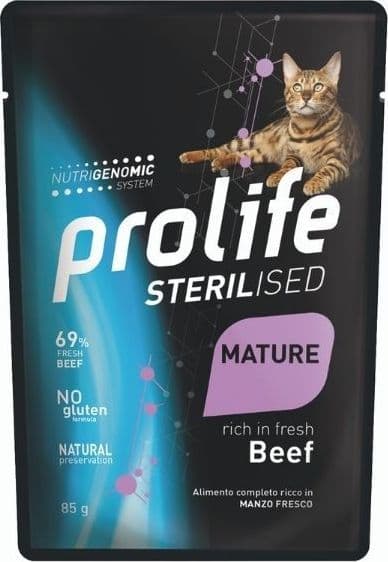 Prolife Sterilised Mature mangime umido Gatti manzo 85 gr - 2