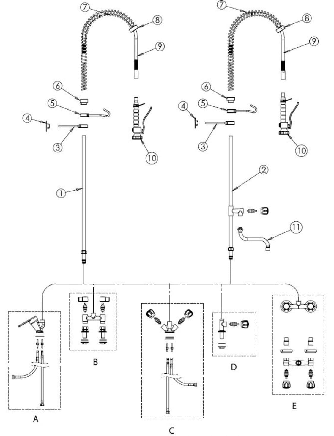 Rubinetto per cucina industriale professionale completo in ottone in Rubinetti per lavelli da cucina BagnoClic.it - Pregnana Milanese, commercioVirtuoso.it