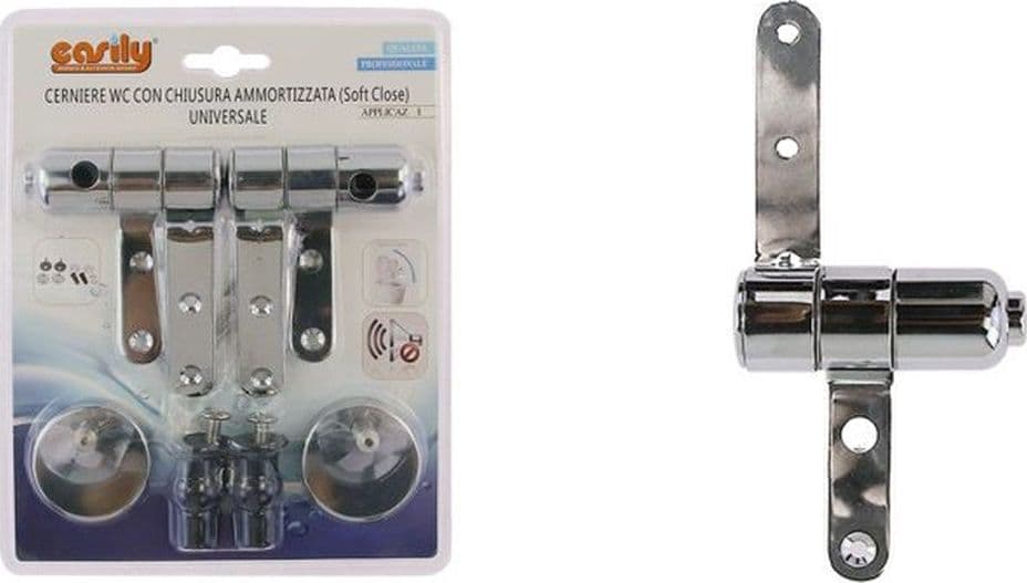 CERNIERE PER WC SUPPORTI COPRIWATER UNIVERSALI CON CHIUSURA SOFT AMMORTIZZATA 79573 in Sedili WC Trade Shop italia - Napoli, commercioVirtuoso.it