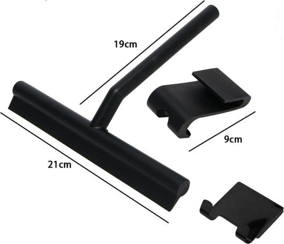 SET 3PZ TERGIVETRO PER DOCCIA GANCIO DOPPIO PER PORTA BOX APPENDINO ADESIVO NERO 87833 in Ganci portasciugamani Trade Shop italia - Napoli, commercioVirtuoso.it