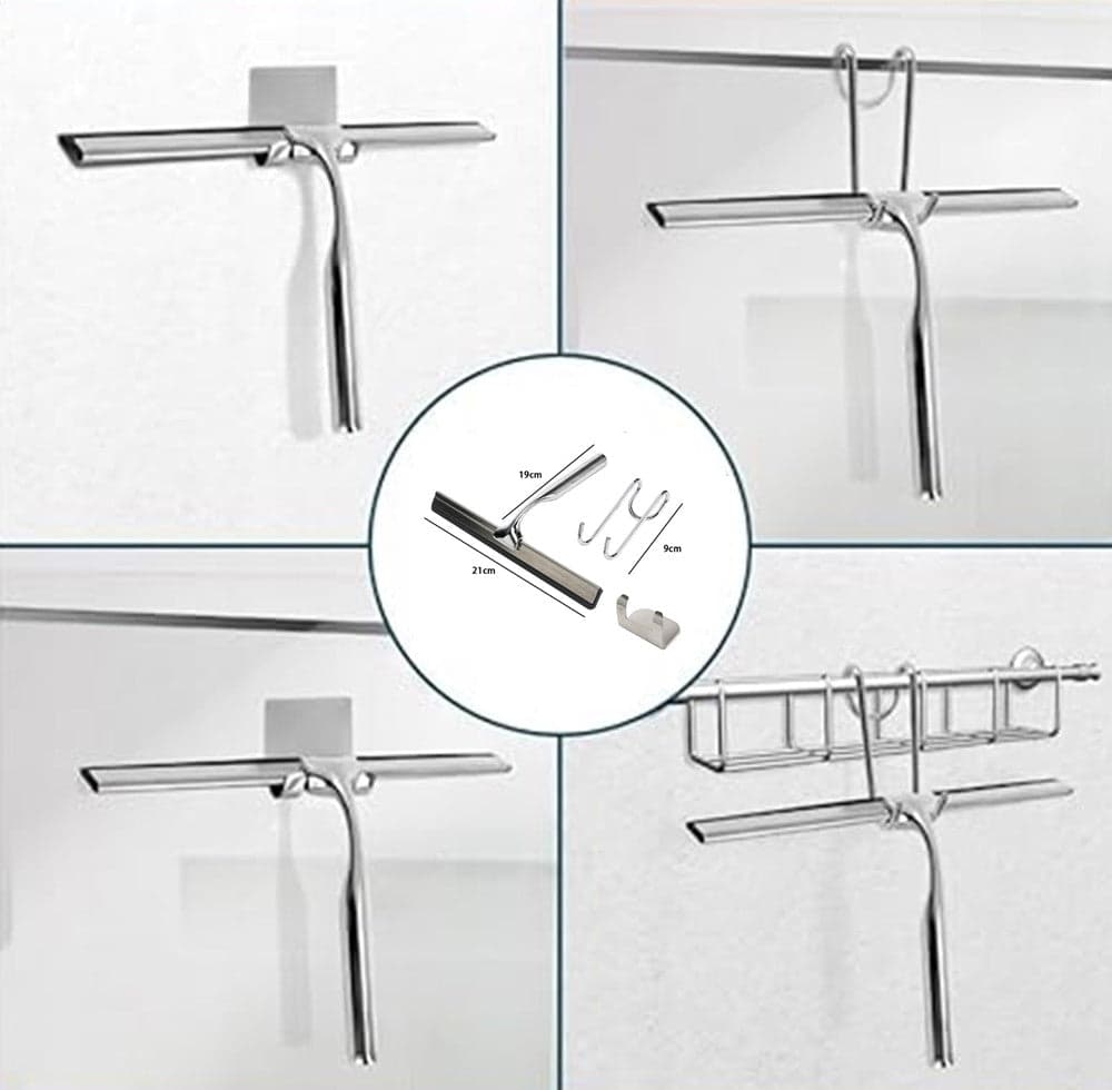 SET TERGIVETRO PER DOCCIA CON GANCIO MURO ADESIVO DOPPIO APPENDINO PORTA BOX CROMO 87834 in Spatole lava doccia Trade Shop italia - Napoli, commercioVirtuoso.it