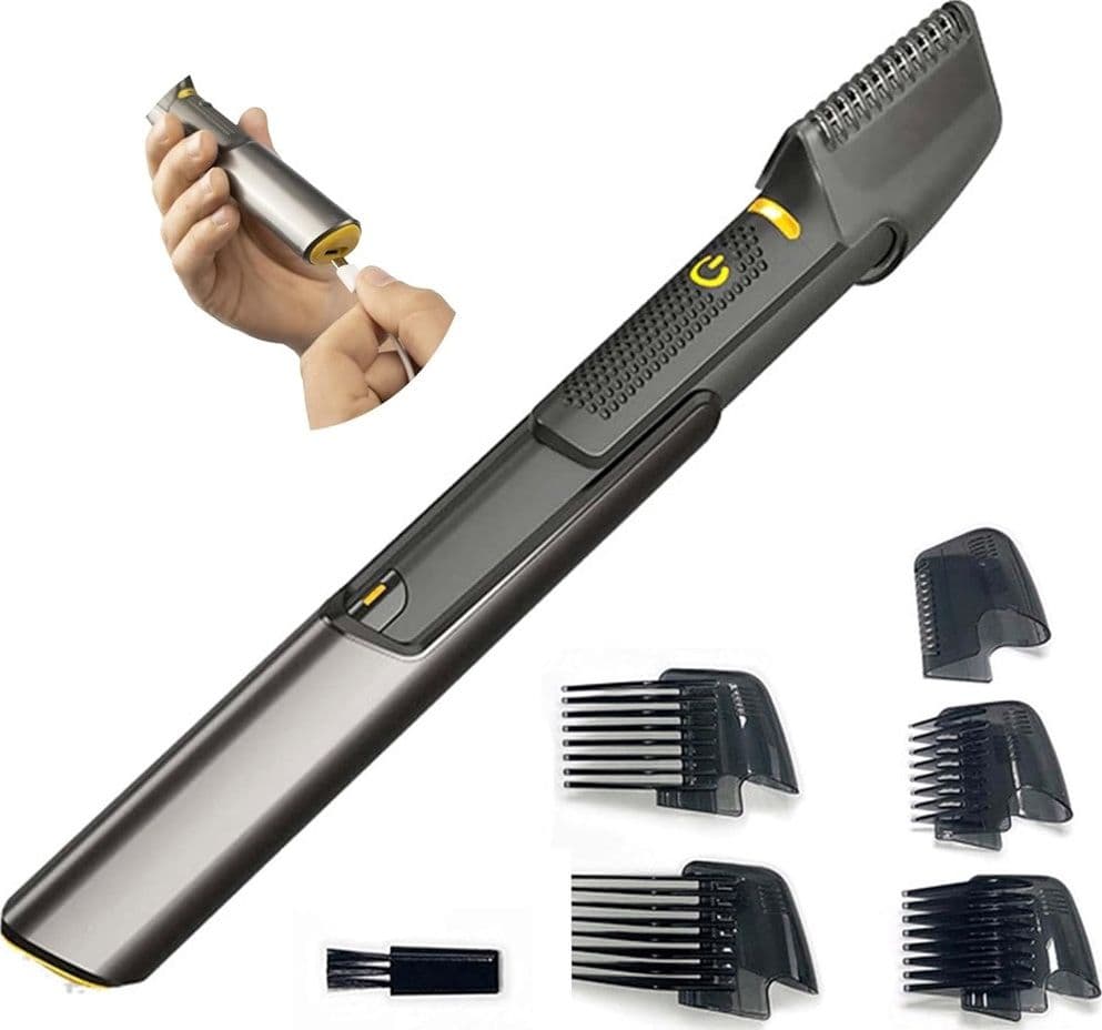 RASOIO PROFESSIONALE ELETTRICO TRIM-MAX SENZA FILI LUCE LED KIT 5 TESTINE BARBA CAPELLI