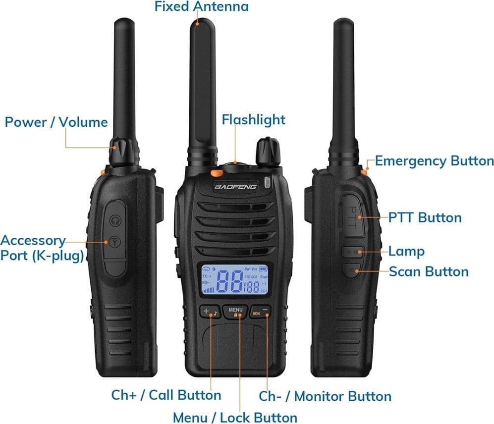 KIT DA 2PZ WALKIE-TALKIE RICARICABILE BF-88ST PRO PMR446 CON AMPIA PORTATA AURICOLARI in Ricetrasmettitori Trade Shop italia - Napoli, commercioVirtuoso.it