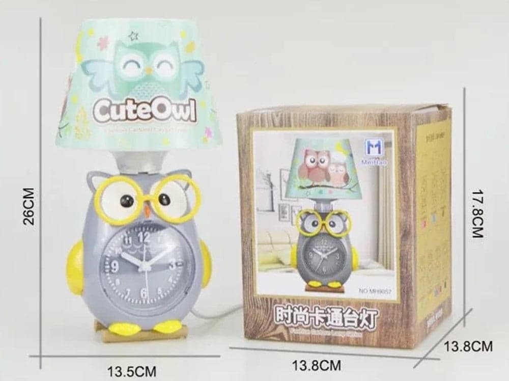 LAMPADA DA SCRIVANIA CON OROLOGIO INTEGRATO A FORMA DI GUFO STANZA BAMBINI 13X26CM in Lampade da tavolo e abat-jour Trade Shop italia - Napoli, commercioVirtuoso.it
