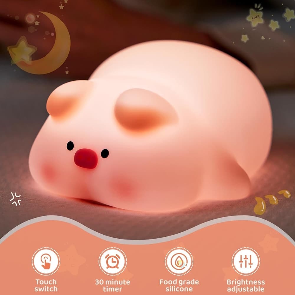 LUCE NOTTURNA FORMA MAIALE PER BAMBINI IN SILICONE DIMMERABILE LAMPADA RICARICABILE in Luci notturne per bambini Trade Shop italia - Napoli, commercioVirtuoso.it
